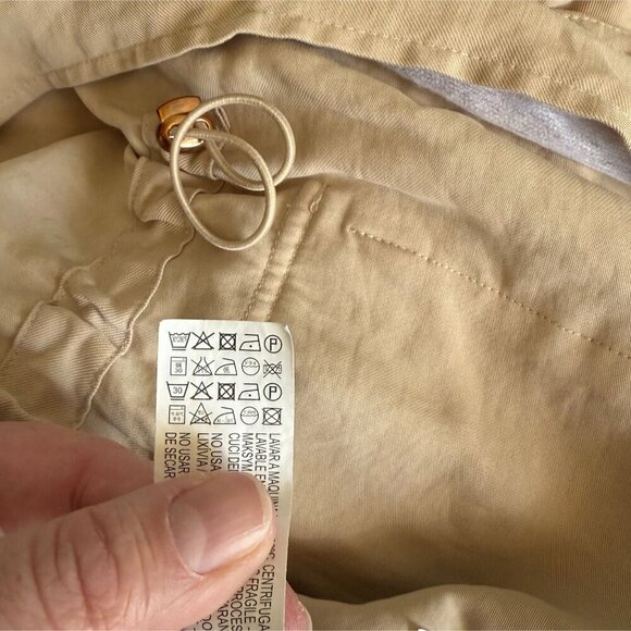 Zara Basic Beige Womens Jacket Drawstring Waist Utility Pockets Small - Picture 13 of 14